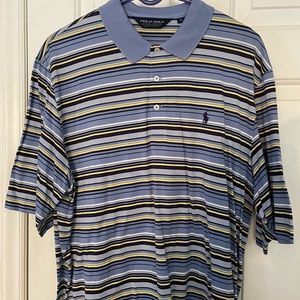 Ralph Lauren Polo Golf Men’s Blue, Yellow, White Striped Short Sleeved Shirt L